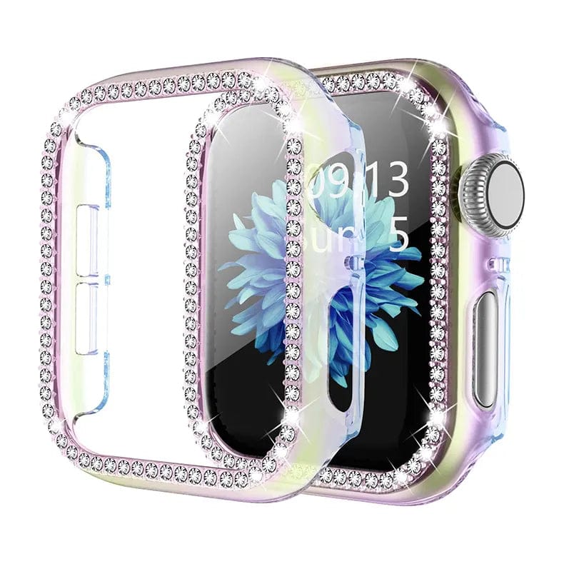 Single Rhinestone Frame 360 Degree Hard Body Bumper for Apple Watch 41mm