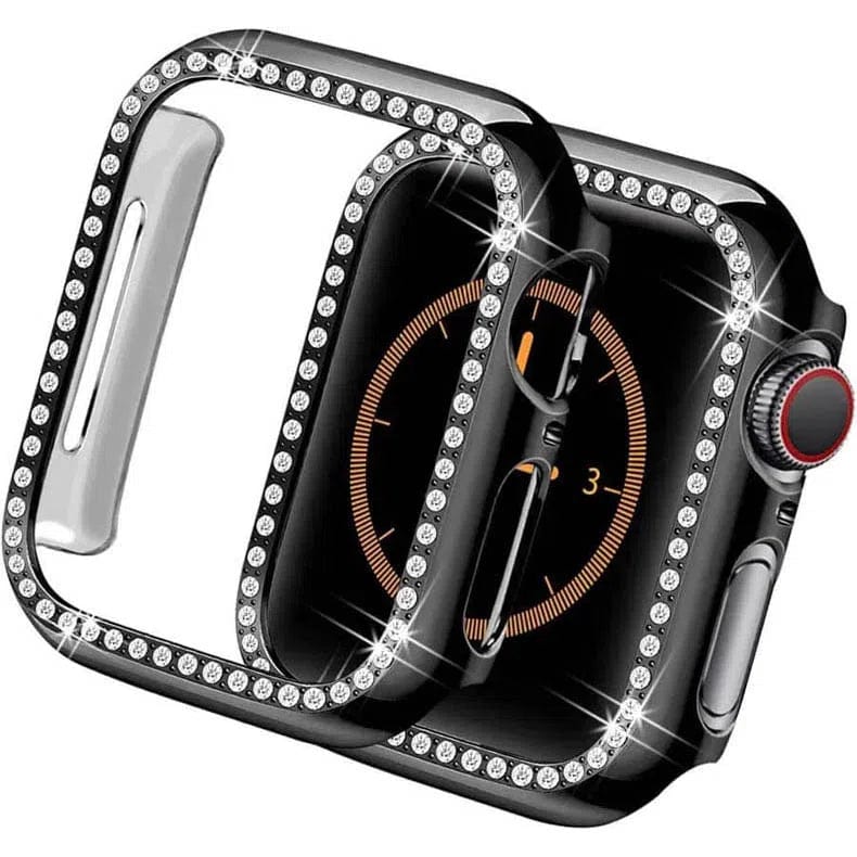 Single Rhinestone Frame 360 Degree Hard Body Bumper for Apple Watch 41mm