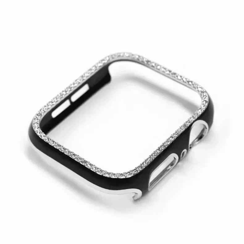 Single Rhinestone Frame 360 Degree Hard Body Bumper for Apple Watch 41mm