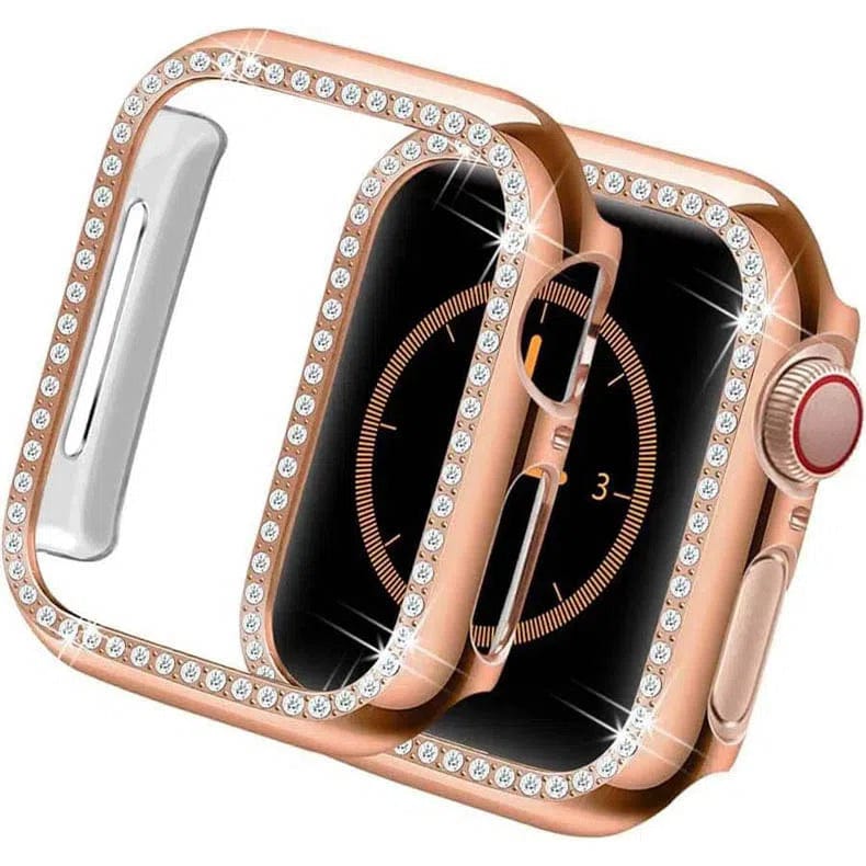 Single Rhinestone Frame 360 Degree Hard Body Bumper for Apple Watch 41mm