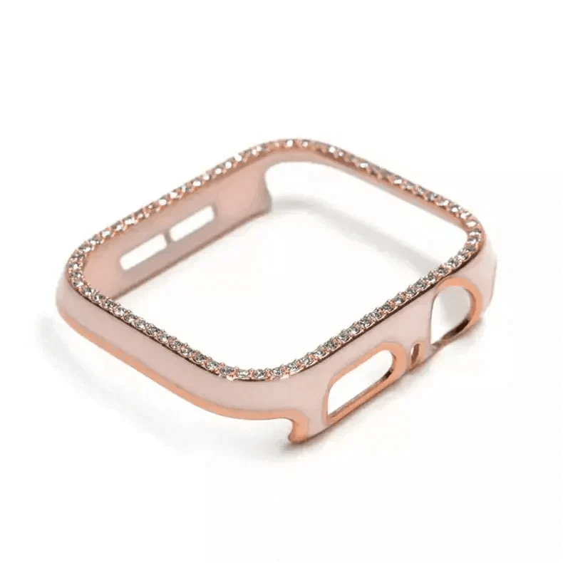 Single Rhinestone Frame 360 Degree Hard Body Bumper for Apple Watch 41mm