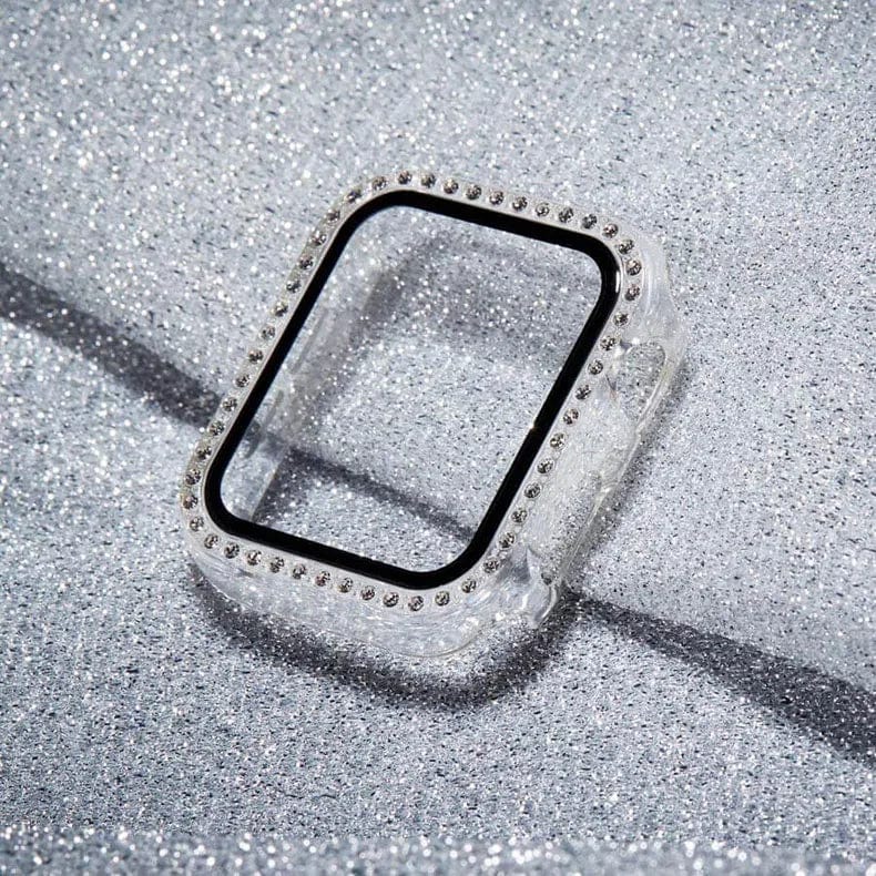Single Rhinestone Frame Hard Pc Built-In Glass Cover for Apple Watch 40mm