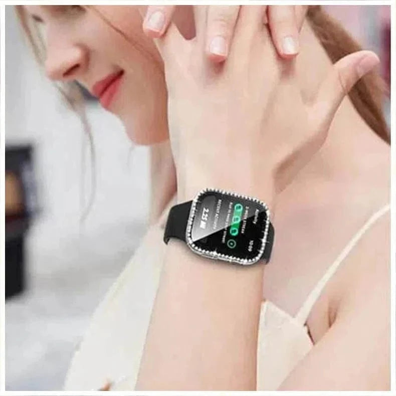 Cases & Covers Single Rhinestone Frame Hard Pc Built-In Glass Cover for Apple Watch 45mm
