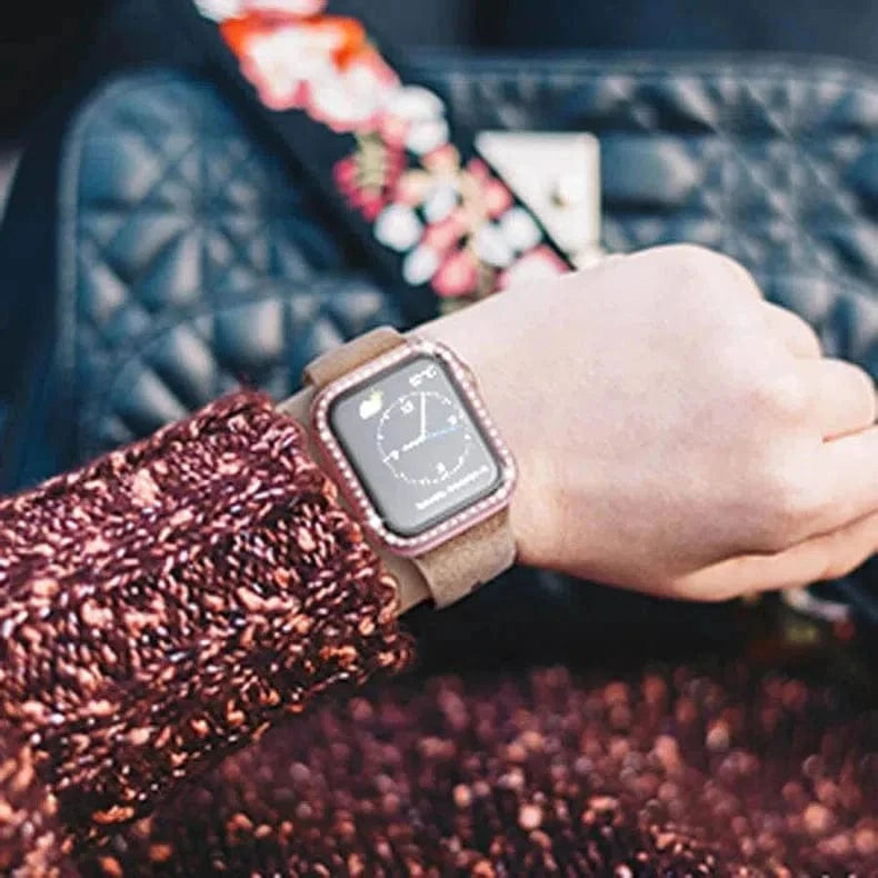 Cases & Covers Single Rhinestone Frame Hard Pc Built-In Glass Cover for Apple Watch 45mm