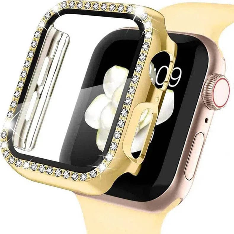 Cases & Covers Single Rhinestone Frame Hard Pc Built-In Glass Cover for Apple Watch 45mm