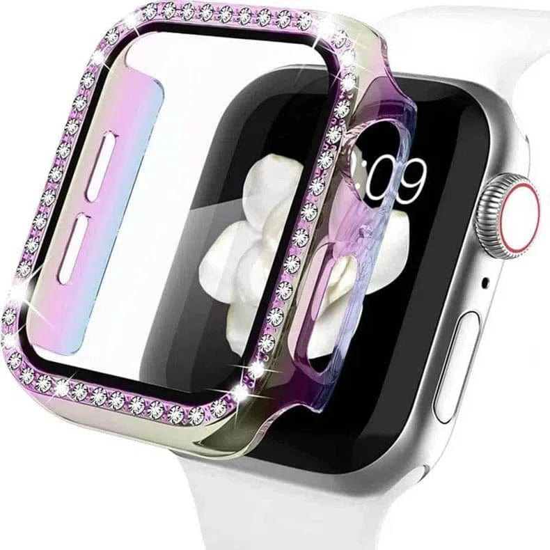 Cases & Covers Single Rhinestone Frame Hard Pc Built-In Glass Cover for Apple Watch 45mm