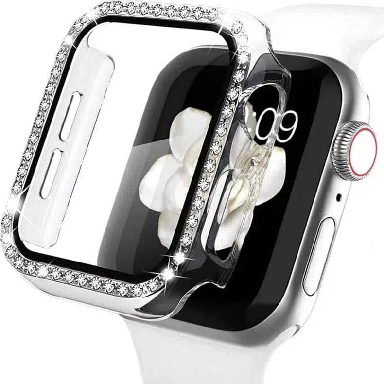 Cases & Covers Single Rhinestone Frame Hard Pc Built-In Glass Cover for Apple Watch 45mm