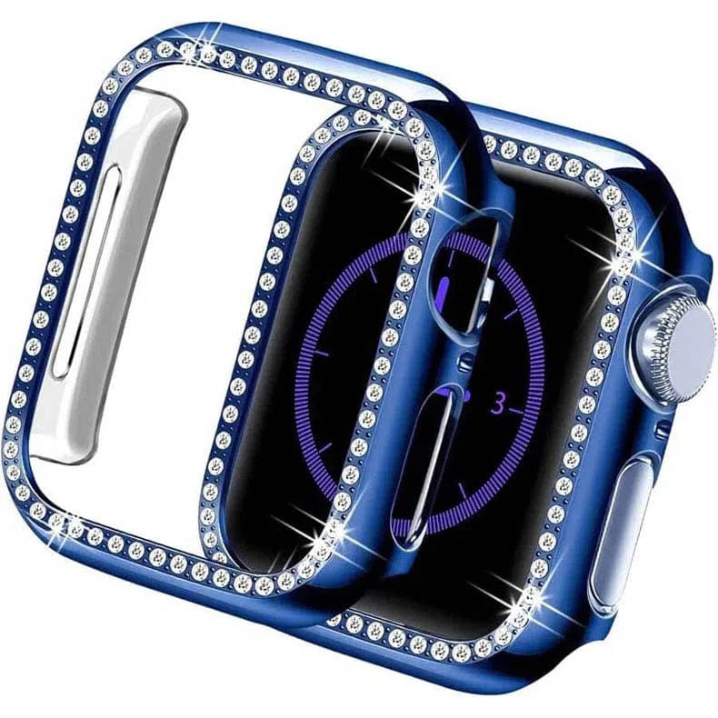 Cases & Covers for 45mm / Blue Single Rhinestone Frame Hard Body Bumper for Apple Watch