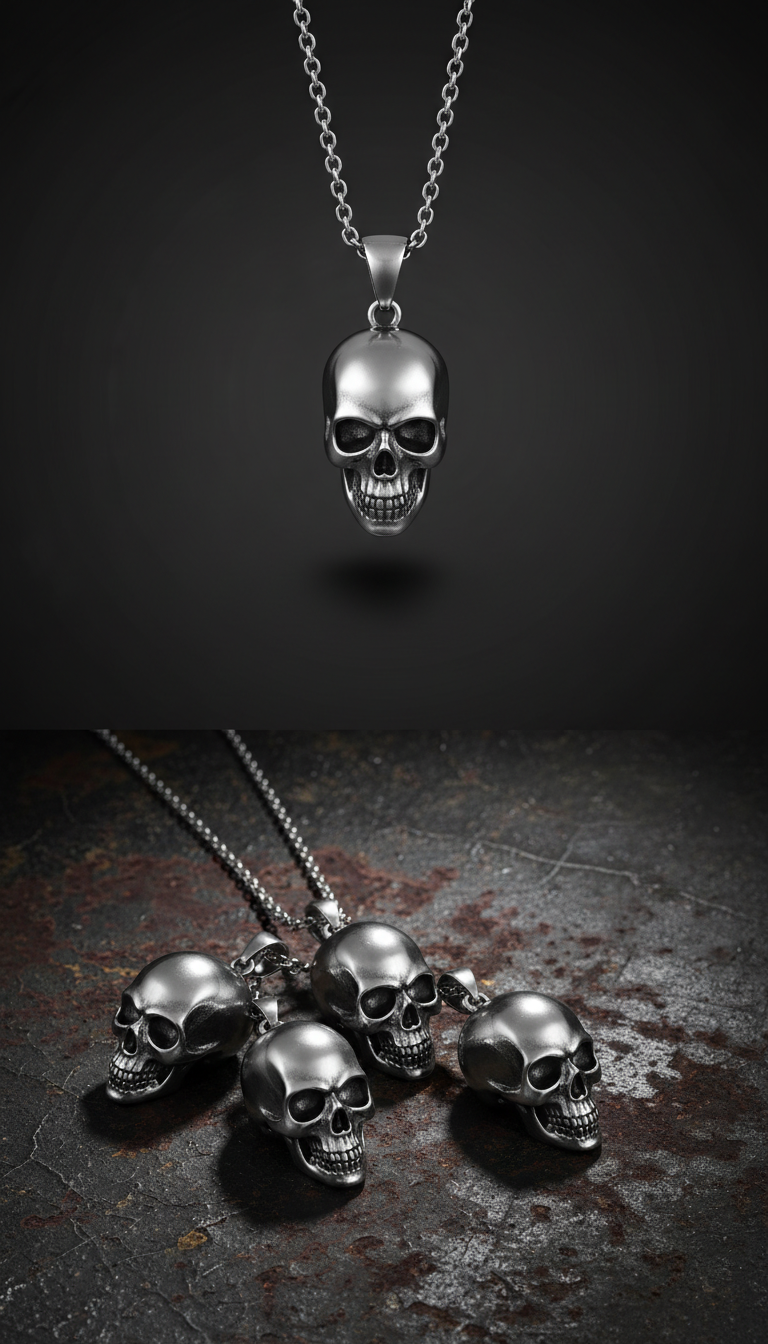 Skull Pendant Necklace in Stainless Steel KTSUB920G 8970811717959