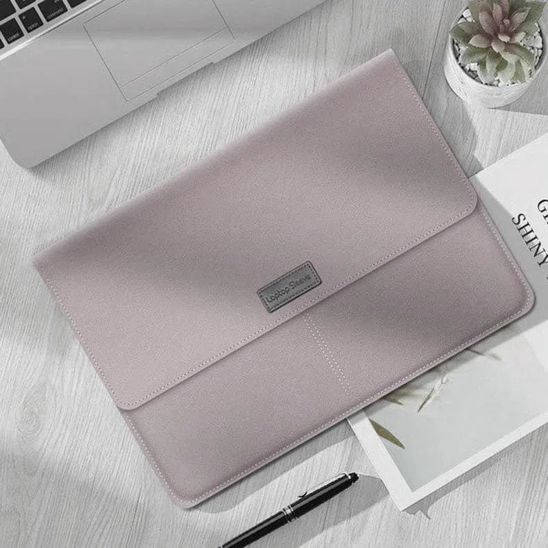 PU Leather Envelope Portfolio Sleeves Bag for MacBook | Laptop Up to 15.6 inch Laptop / Ash Grey - Ktusu