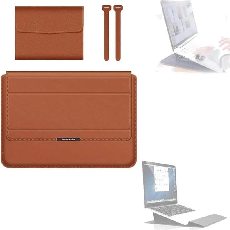 3-in-1 Foldable Multi-Function PU Leather Sleeves Bag for MacBook | Laptop Up to 15.6 inch Laptop / Brown - Ktusu