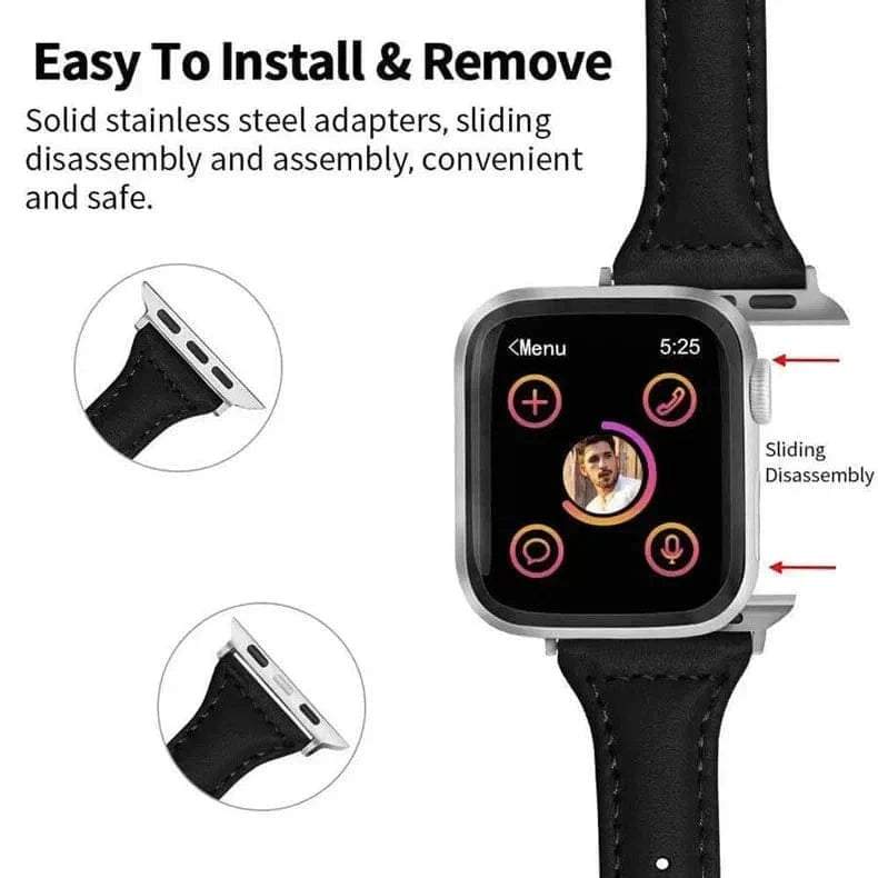 Slim Classic Leather Texture Band for Apple Watch 42 | 44 | 45 | Ultra 49 | 46mm S10