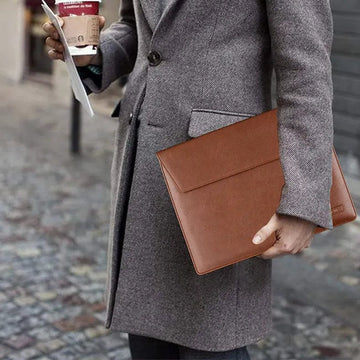 Slim Faux Leather Business Laptop Sleeve Bag