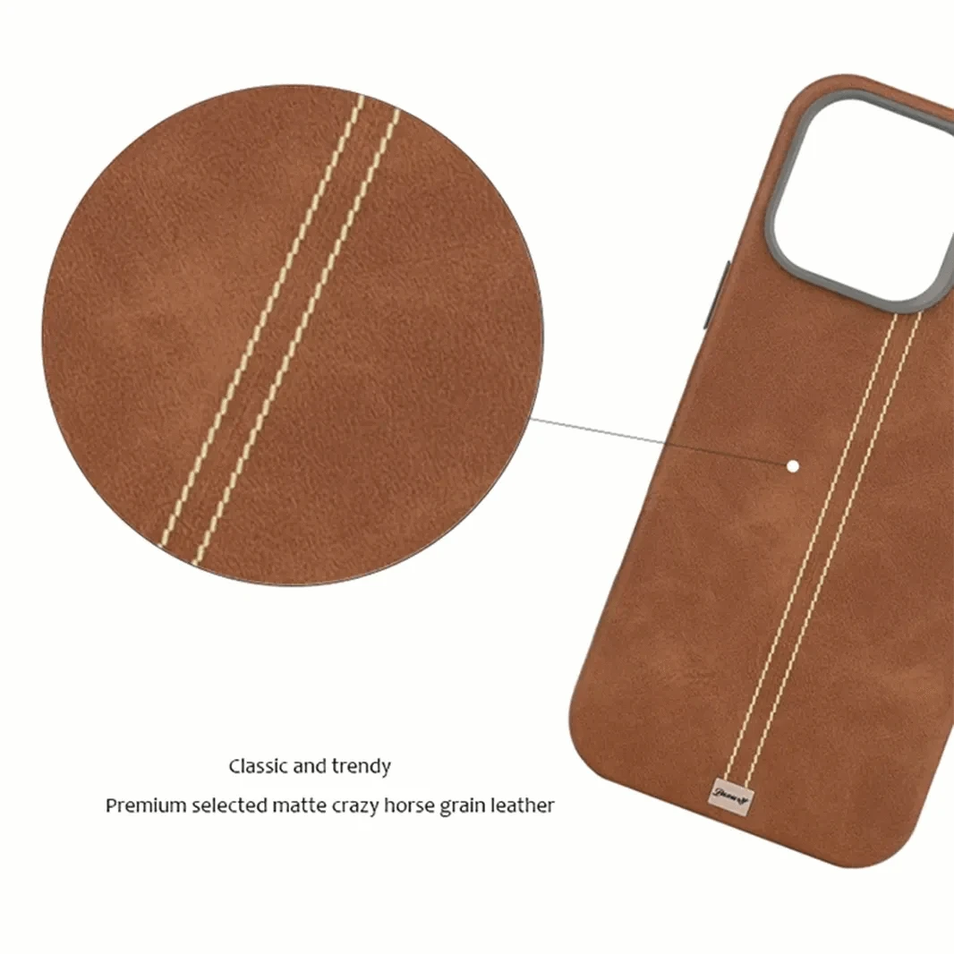 ktusu iShock Cases & Covers Slim Retro Business Leather Cover with Metal Frame Camera Protection for iPhone 15 Pro Max