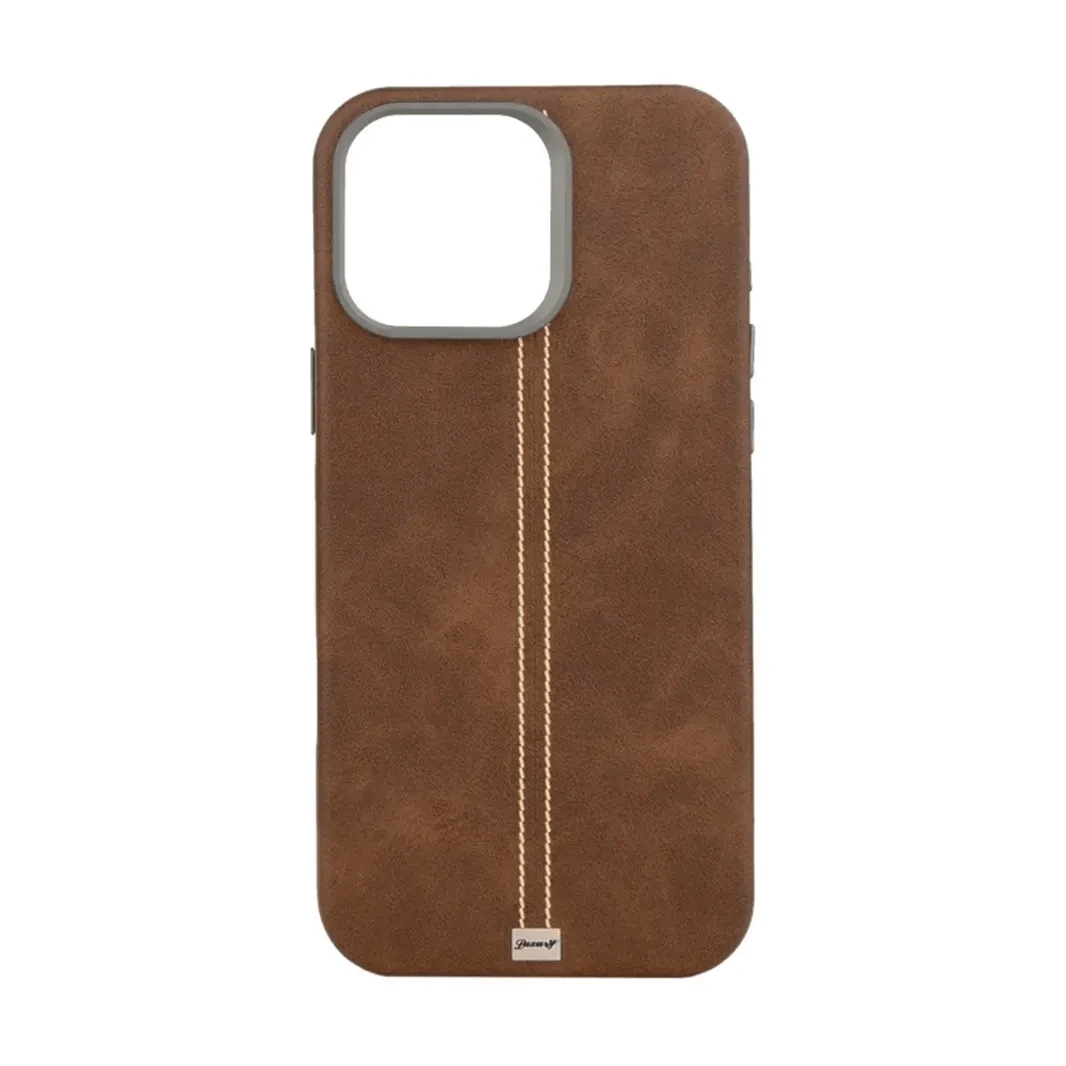 Slim Retro Business Leather Cover with Metal Frame Camera Protection for iPhone 15 Pro Max Cases & Covers