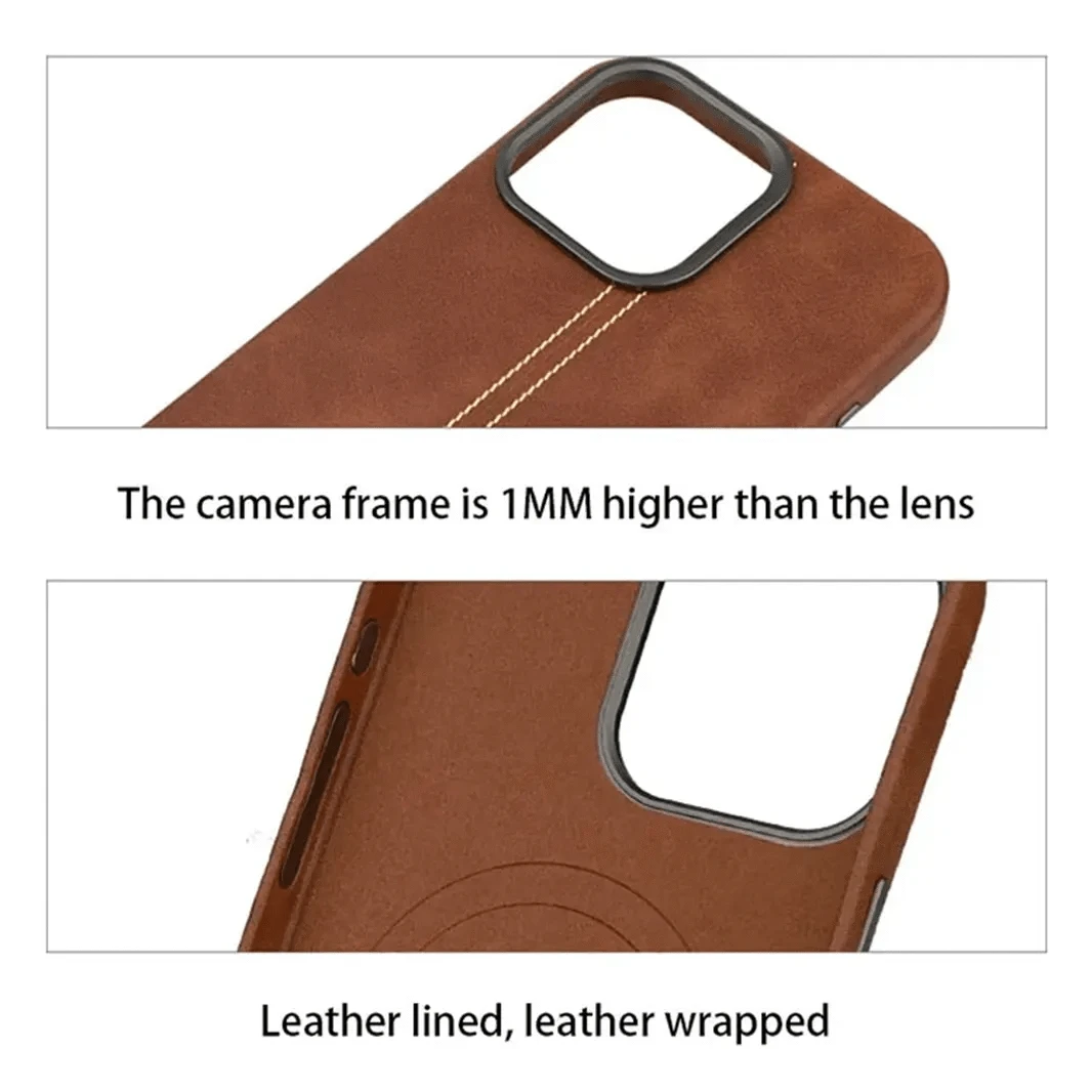 ktusu iShock Cases & Covers Slim Retro Business Leather Cover with Metal Frame Camera Protection for iPhone 15 Pro Max