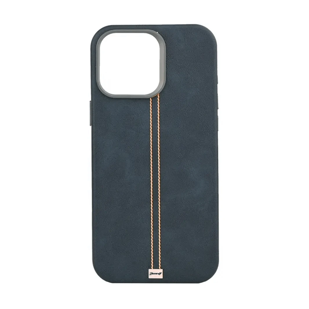 ktusu iShock Cases & Covers Slim Retro Business Leather Cover with Metal Frame Camera Protection for iPhone 15 Pro Max Midnight Blue