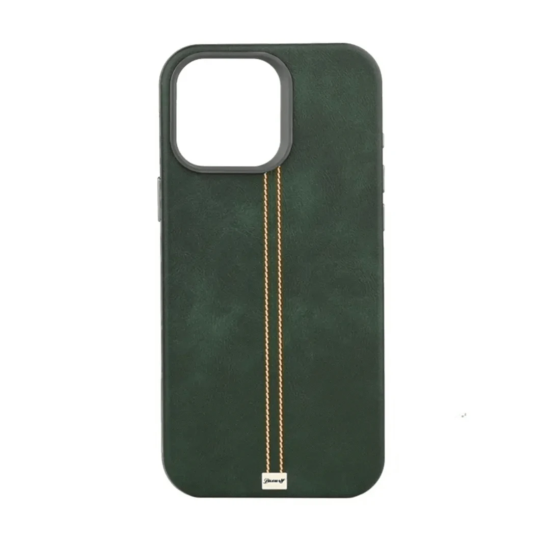 ktusu iShock Cases & Covers Slim Retro Business Leather Cover with Metal Frame Camera Protection for iPhone 15 Pro Max Midnight Green