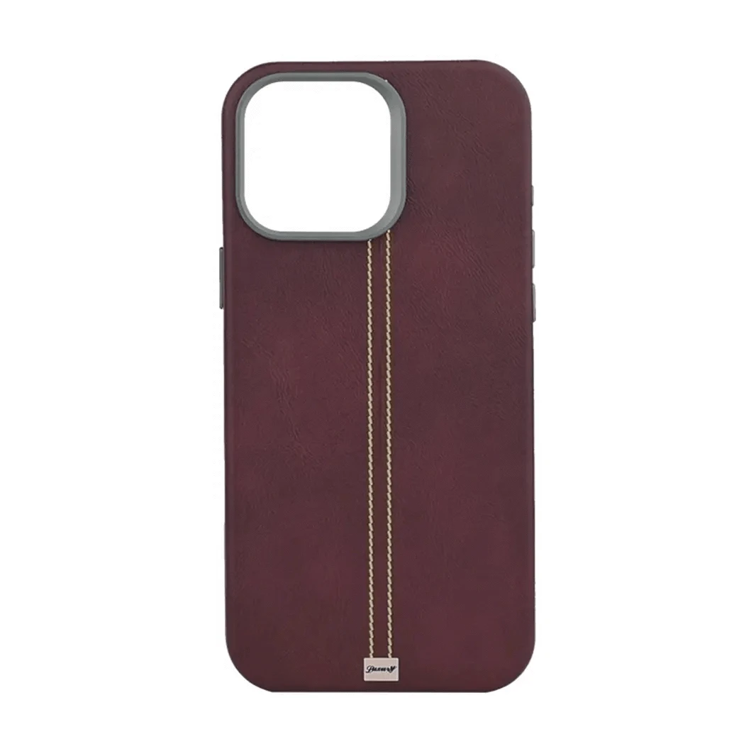 ktusu iShock Cases & Covers Slim Retro Business Leather Cover with Metal Frame Camera Protection for iPhone 15 Pro Max Wine