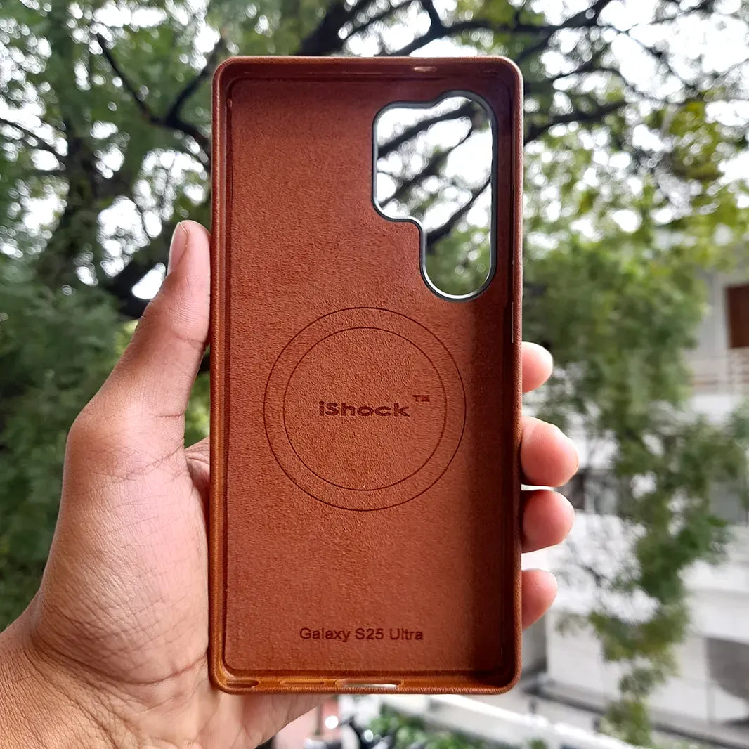 ktusu Generic Cases & Covers Slim Retro Business Leather Cover with Metal Frame Camera Protection for Samsung S25 Ultra