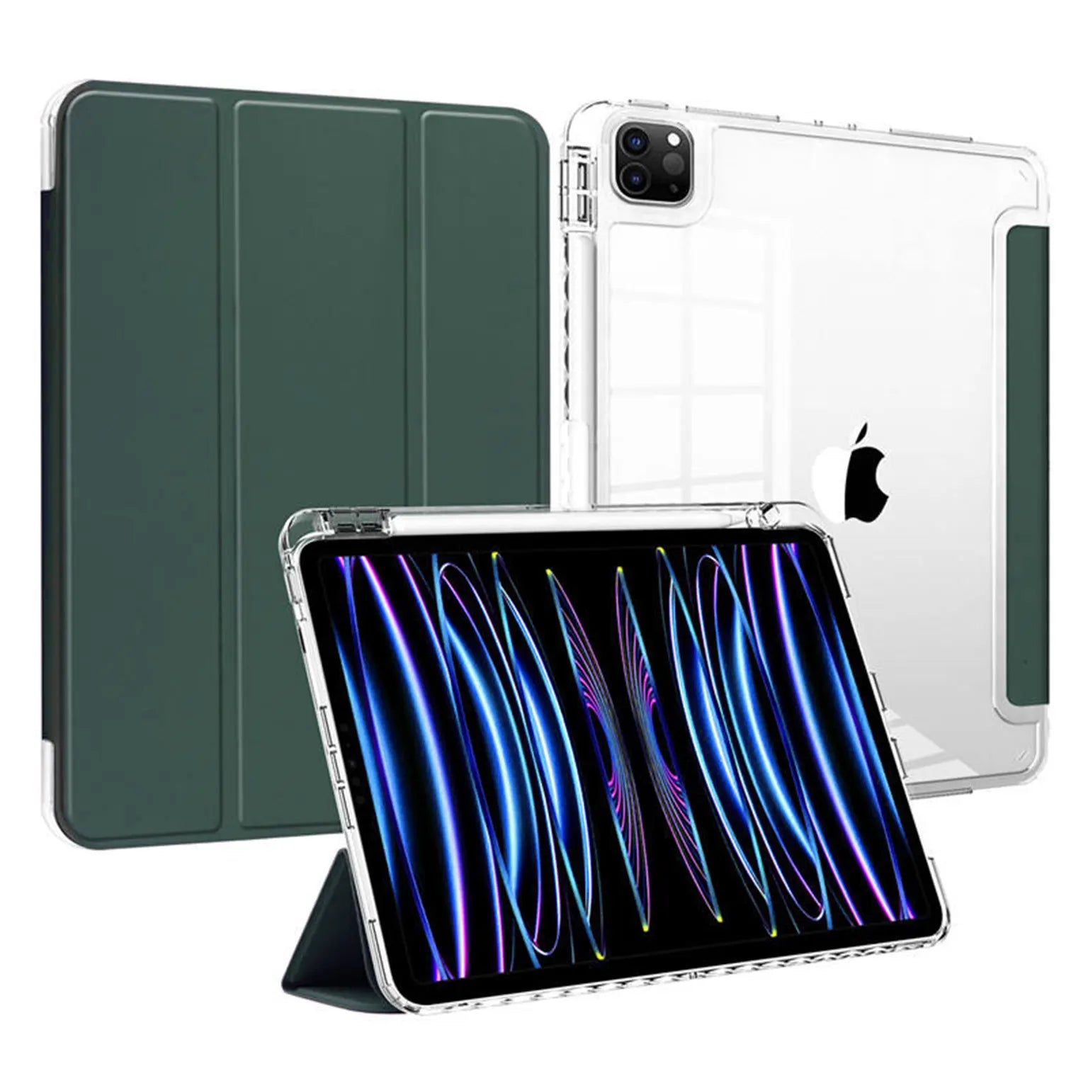 Cases & Covers Smart Folio Stand with Pencil Holder Slim Transparent Cover for iPad 7 | 8 | 9 gen. 10.2 inch
