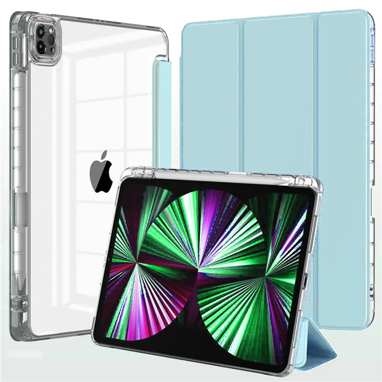 Cases & Covers Smart Folio Stand with Pencil Holder Slim Transparent Cover for iPad 7 | 8 | 9 gen. 10.2 inch