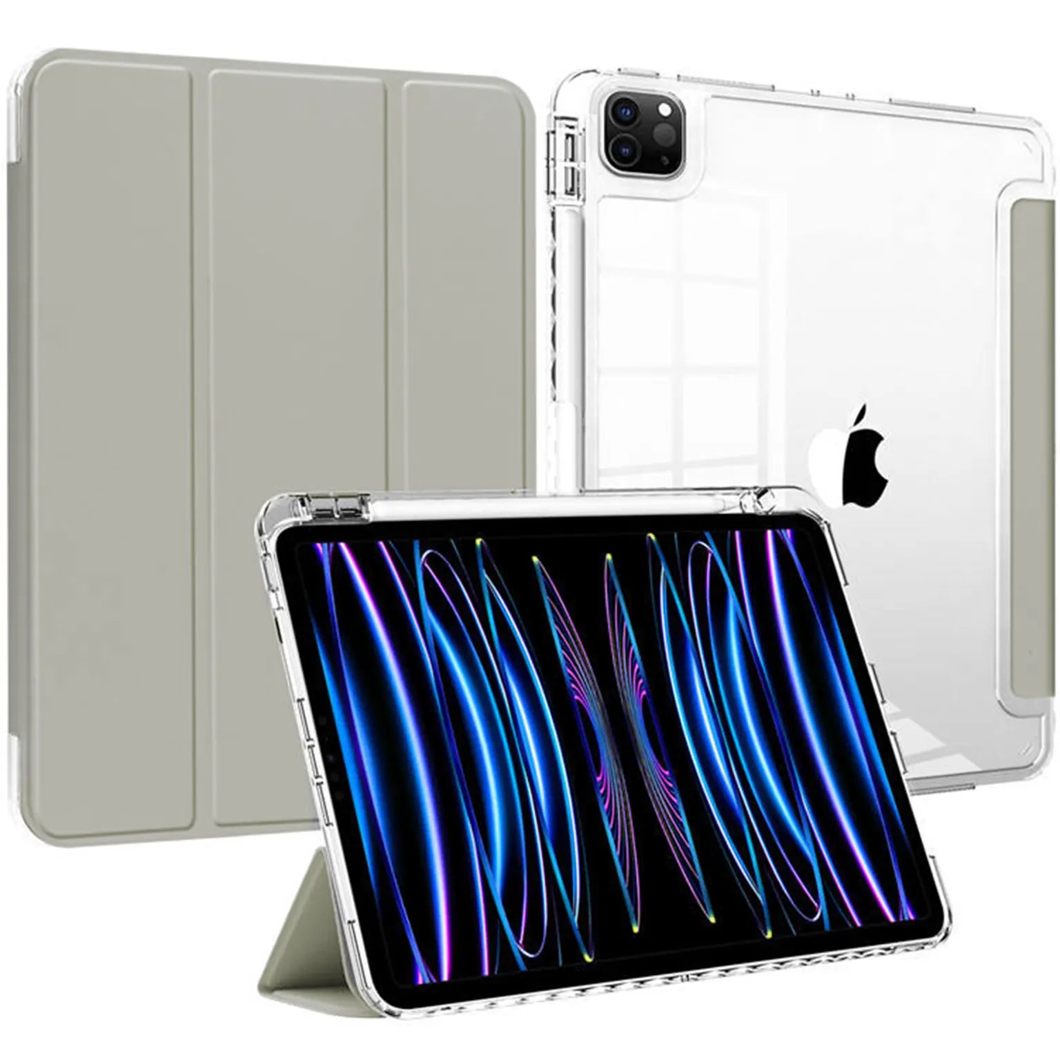 Cases & Covers Smart Folio Stand with Pencil Holder Slim Transparent Cover for iPad 7 | 8 | 9 gen. 10.2 inch