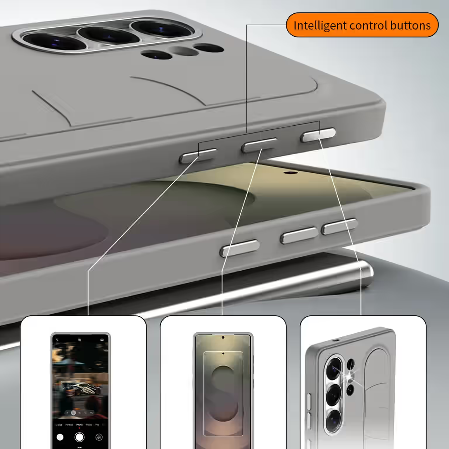 Cases & Covers Smart Key Control Wristband Kickstand PC + Silicone Case for Samsung S25 Ultra