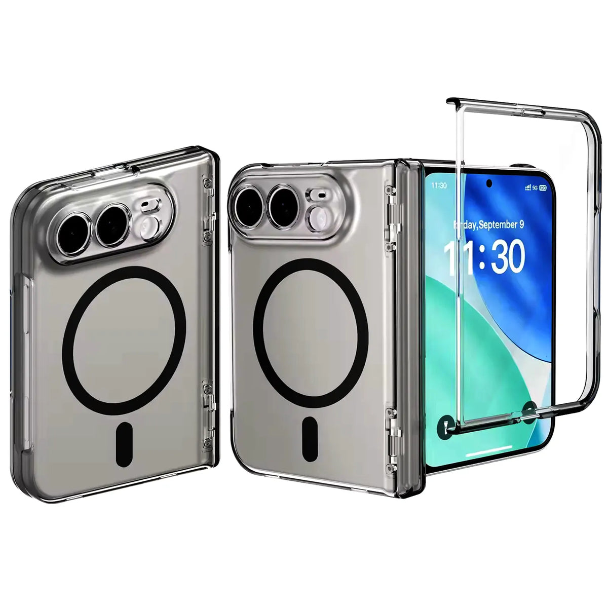 Foldable Camera Protective Crystal Clear Magnetic Magsafe Hard Case with Hinge Protection for iPhone Duo Smoke KTSUF3R5Z 8990081542402