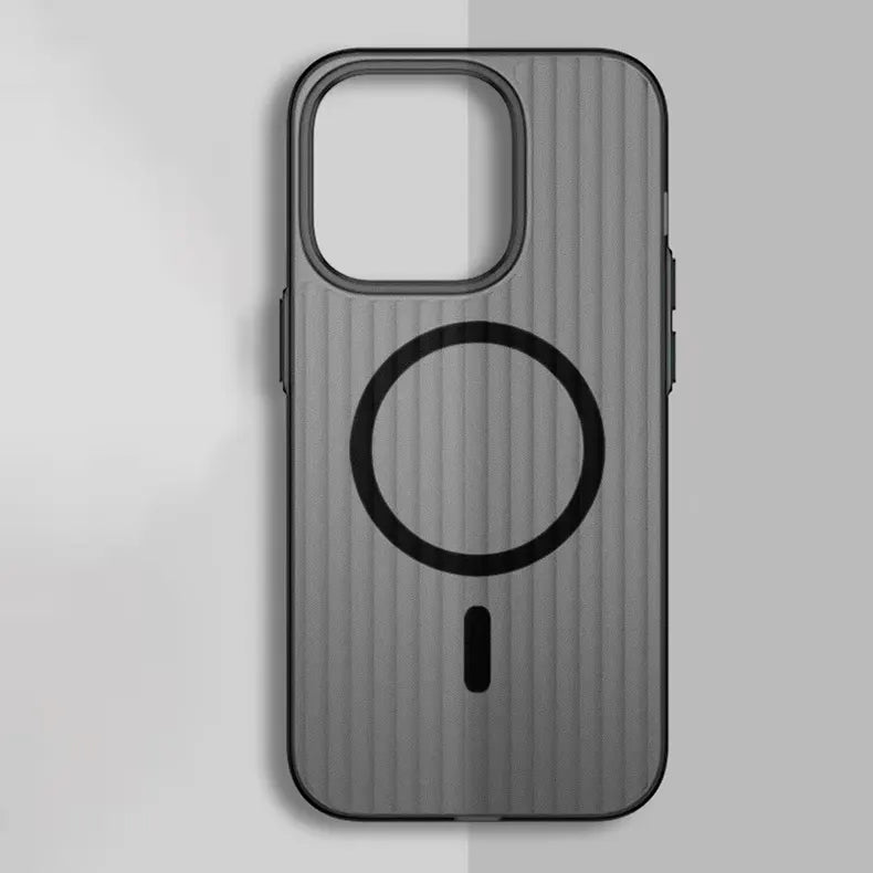 Elegant Corrugated Texture MagSafe Transparent Phone Back Case for Apple iPhone