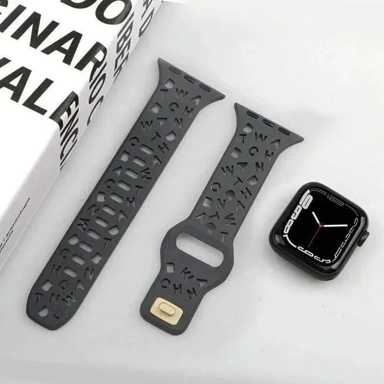 Dark Grey Soft Silicone Alphabetic Band for Apple Watch 38 | 40 | 41 | 42mm S10 Watch Bands
