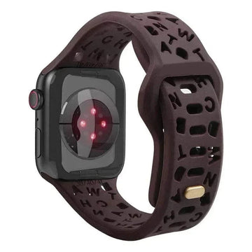Coco Brown Soft Silicone Alphabetic Band for Apple Watch 42 | 44 | 45 | Ultra 49 | 46mm S10 Watch Bands