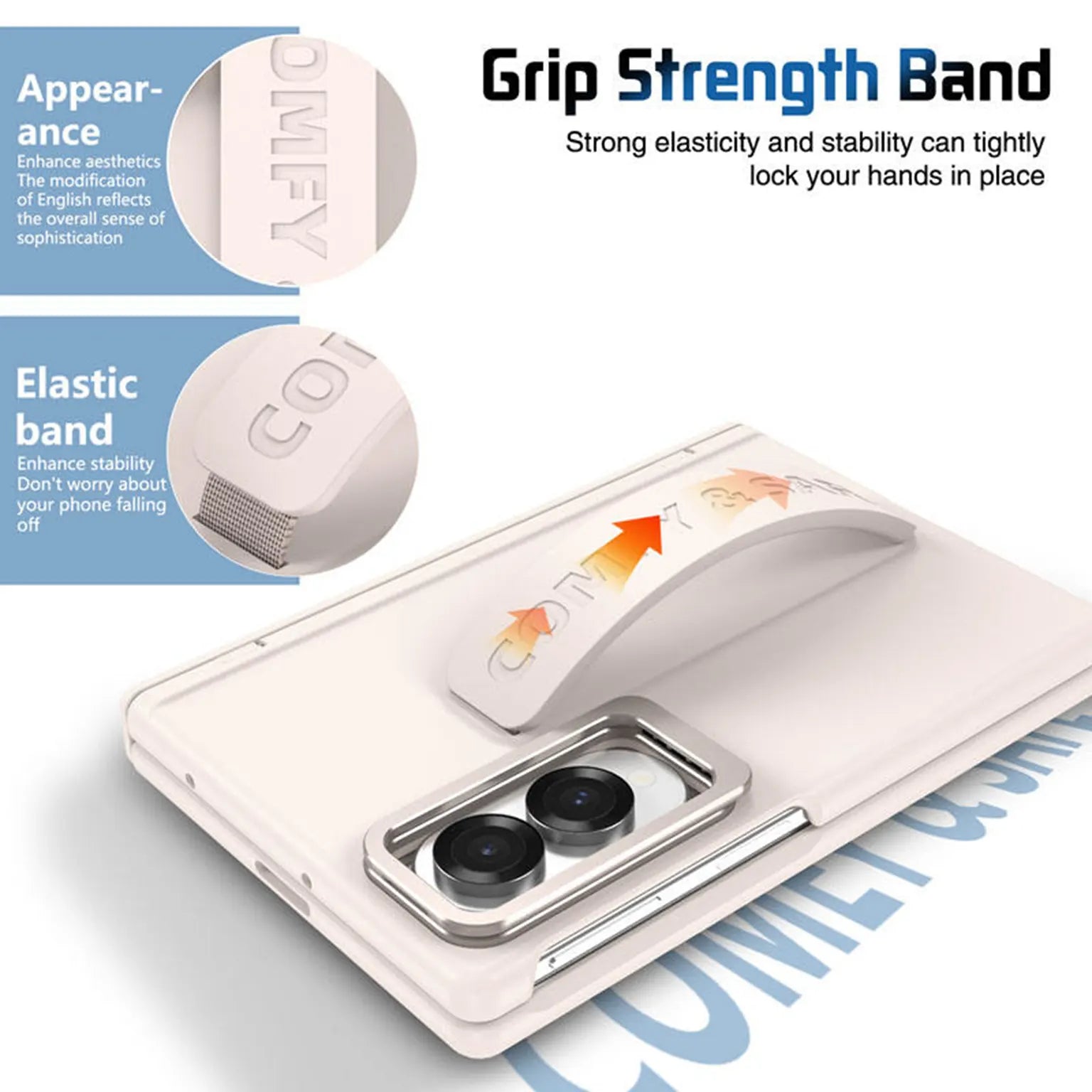 Soft Touch Coating Lens Bracket Case With Hand Strap for Samsung Z Fold8