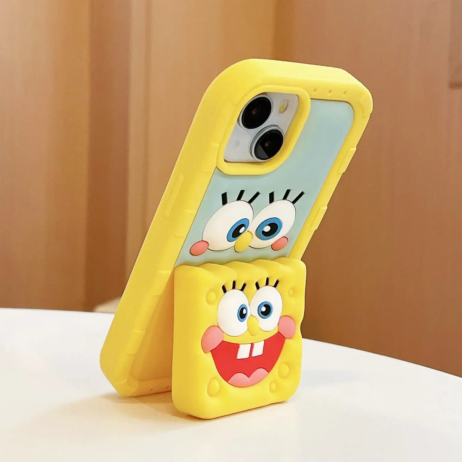 3D Cute Cartoon Character Scalable Holder Soft Silicone Case for iPhone 14