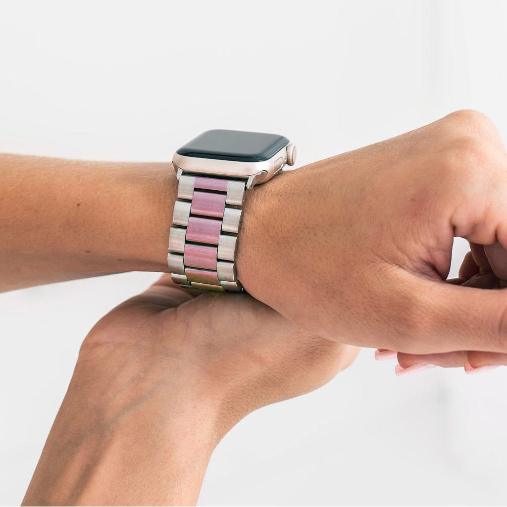 Silver Rose Gold Stainless Steel Metal Bracelet for Apple Watch 38 | 40 | 41 | 42mm S10 Watch Bands