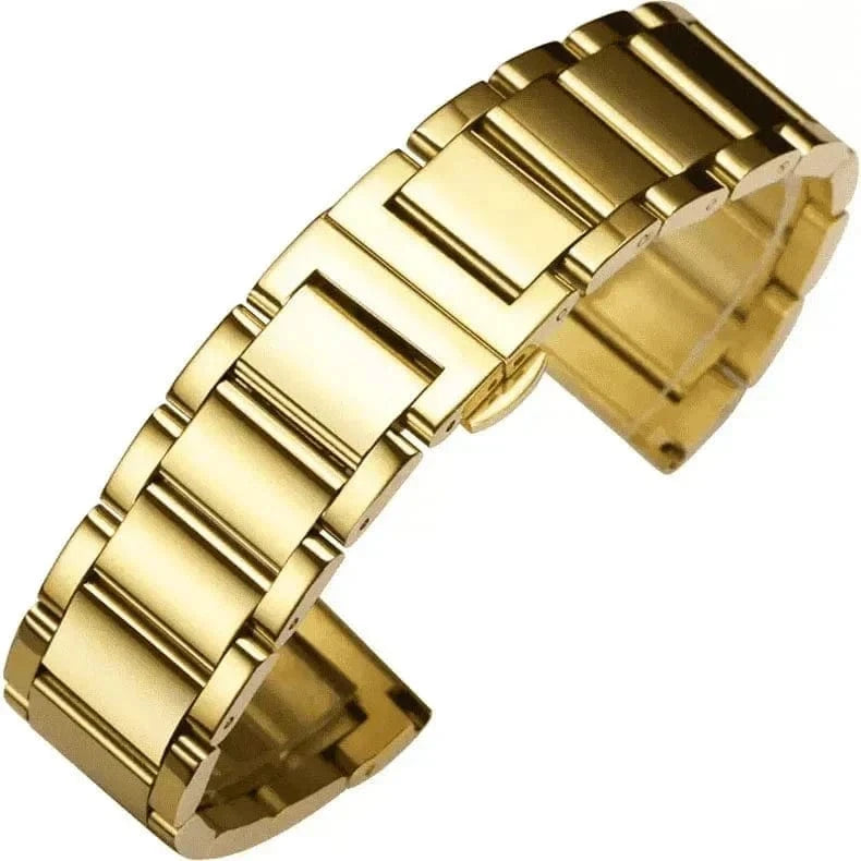 Gold Stainless Steel Metal Link Bracelet for Smartwatch 20mm Watch Bands