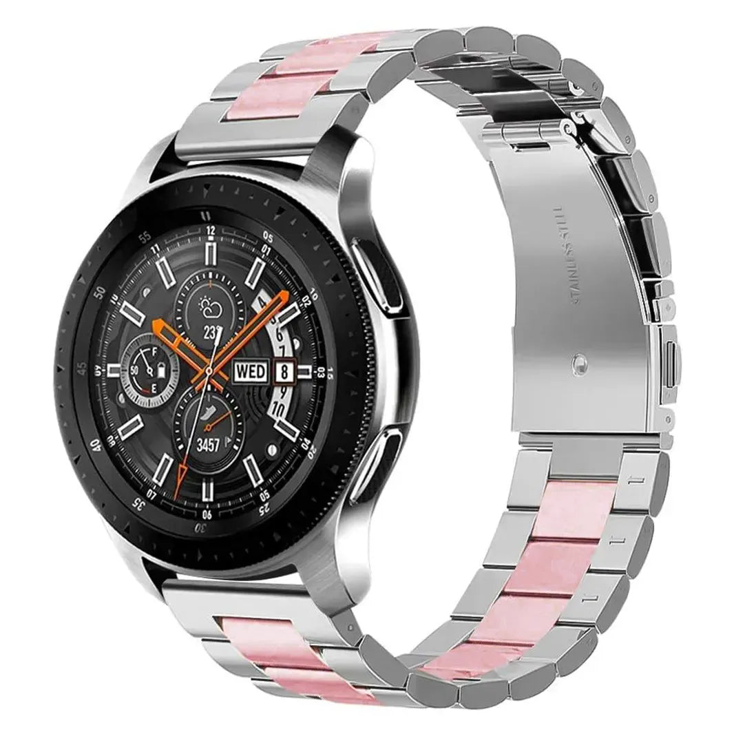 Silver Rose Gold Stainless Steel Metal Link Bracelet for Smartwatch 20mm Watch Bands