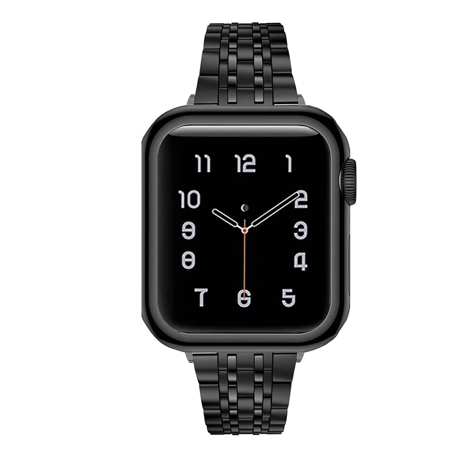 Glossy Black Stainless Steel Seven Link Bracelet for Apple Watch 42 | 44 | 45 | Ultra 49 | 46mm S10 Watch Bands