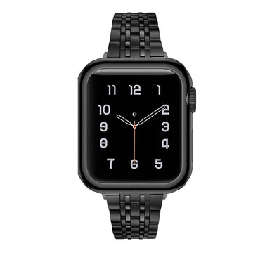 Glossy Black Stainless Steel Seven Link Bracelet for Apple Watch 42 | 44 | 45 | Ultra 49 | 46mm S10 Watch Bands