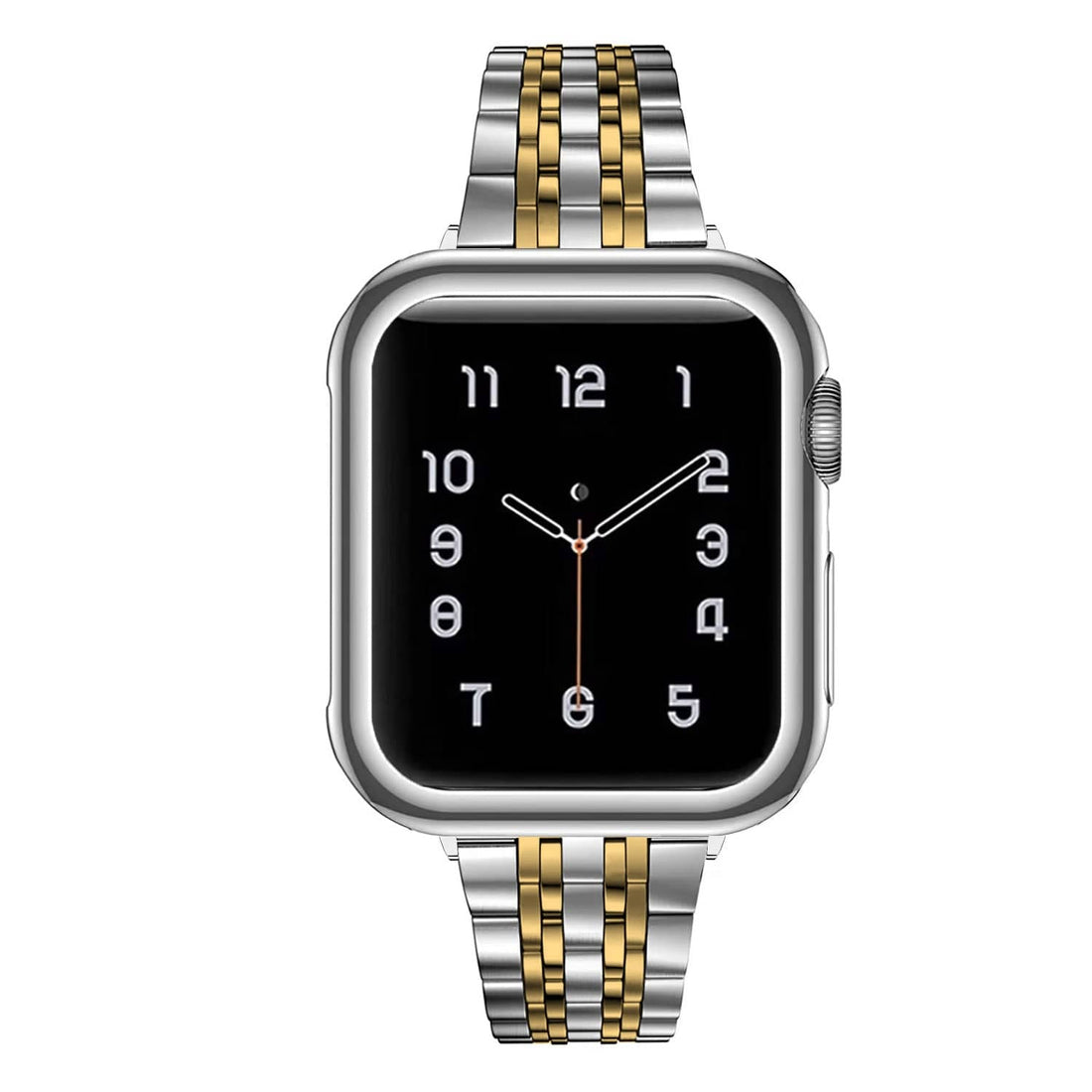 Black Silver Stainless Steel Seven Link Bracelet for Apple Watch 42 | 44 | 45 | Ultra 49 | 46mm S10 Watch Bands