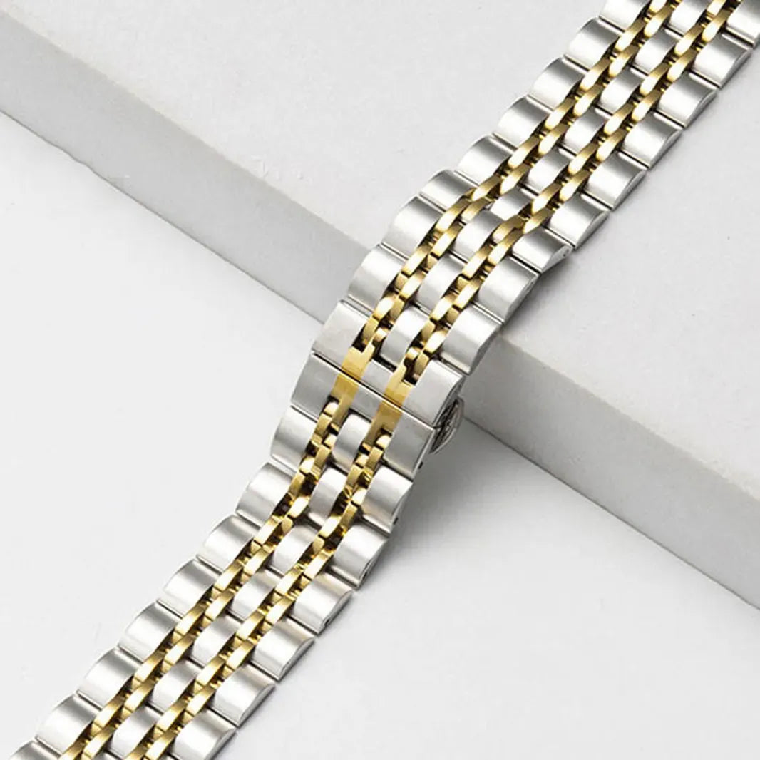 Gold Silver Stainless Steel Seven Link Bracelet for Apple Watch 42 | 44 | 45 | Ultra 49 | 46mm S10 Watch Bands