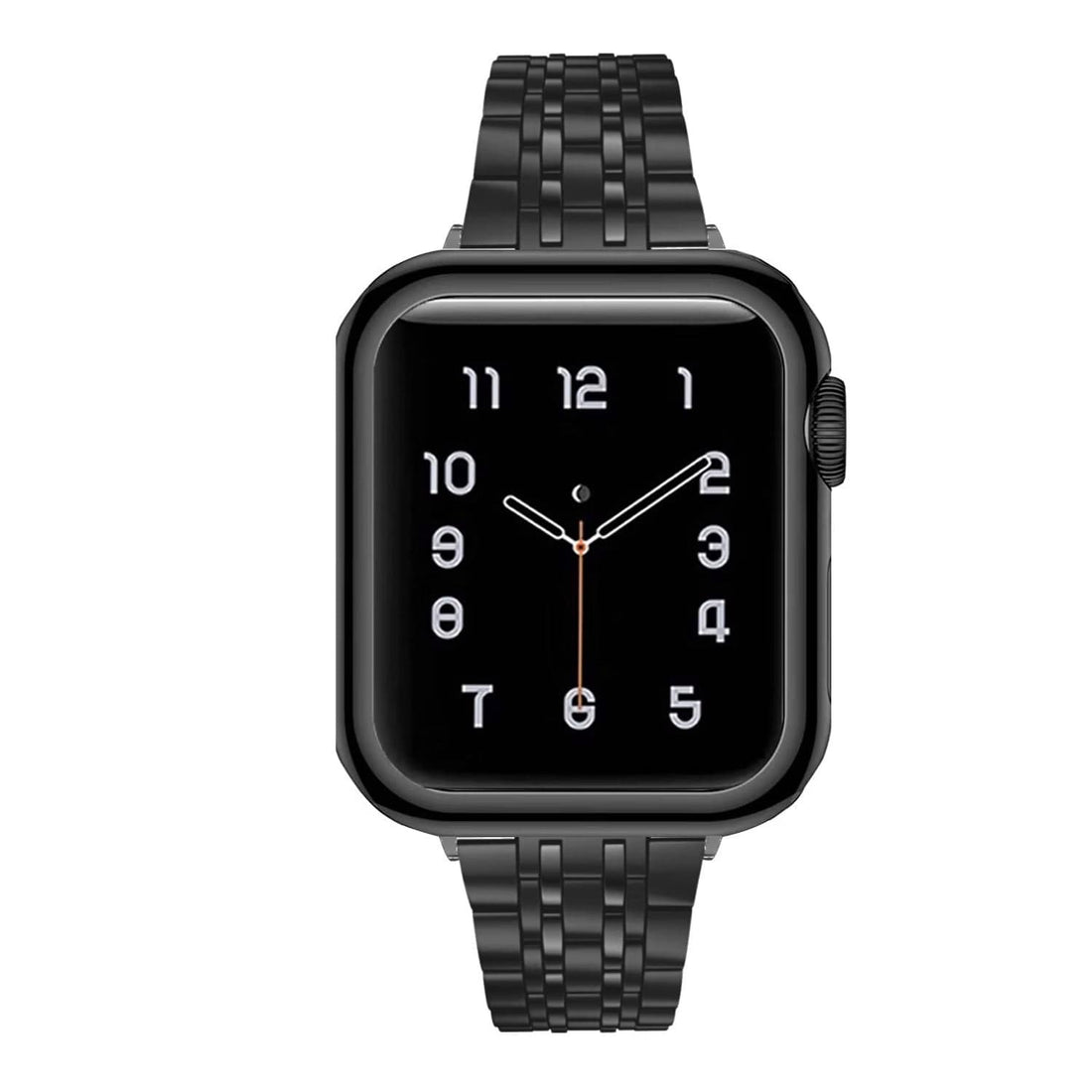 Glossy Black Stainless Steel Seven Link Bracelet for Apple Watch 42 | 44 | 45 | Ultra 49 | 46mm S10 Watch Bands