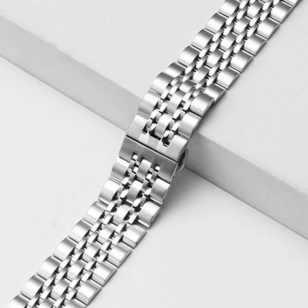 Silver Stainless Steel Seven Link Bracelet for Apple Watch 42 | 44 | 45 | Ultra 49 | 46mm S10 Watch Bands