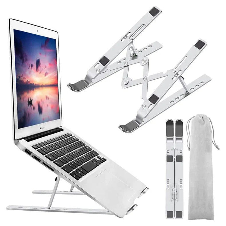 Adjustable Stand Holder with Built-in Foldable Legs Classic Cooling pads for Laptop & Tablet Silver - Ktusu