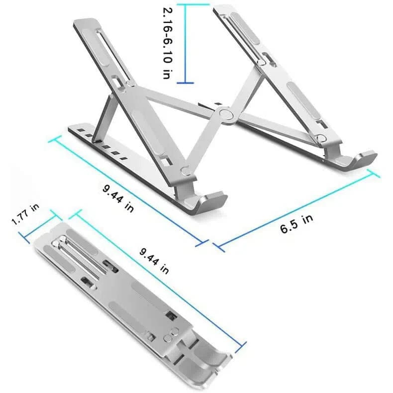 Adjustable Stand Holder with Built-in Foldable Legs Classic Cooling pads for Laptop & Tablet Silver - Ktusu