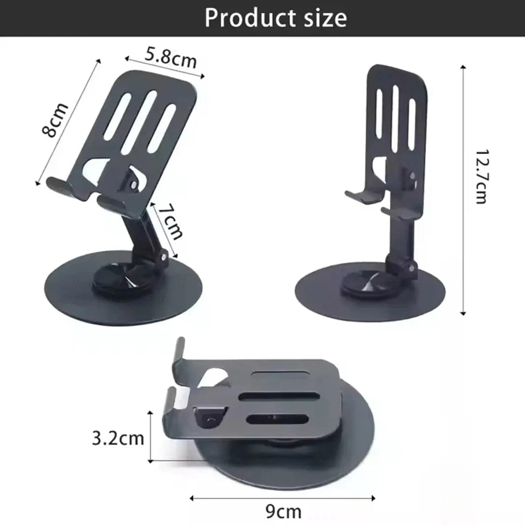 360 Rotatable Metal Aluminium Phone Stand for Phones & Tablets Titanium Grey - Ktusu