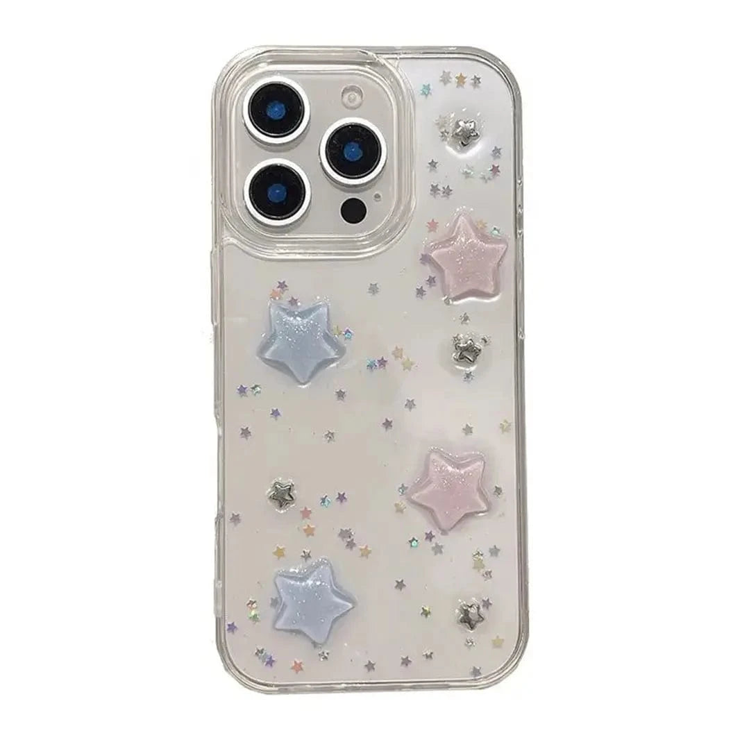 3D Cute Korean Design Transparenrt Hard Case for iPhone 15 Plus