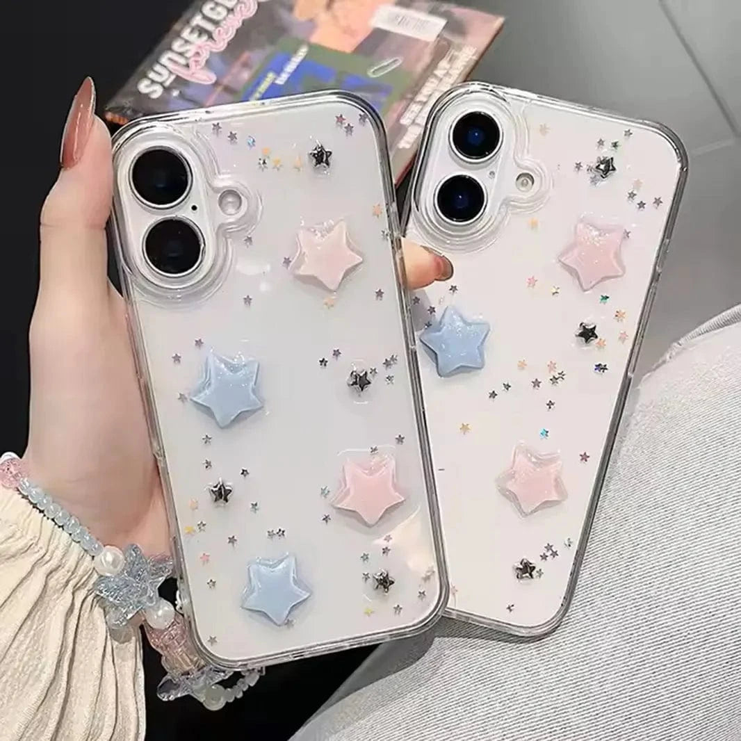 3D Cute Korean Design Transparenrt Hard Case for iPhone 15 Plus