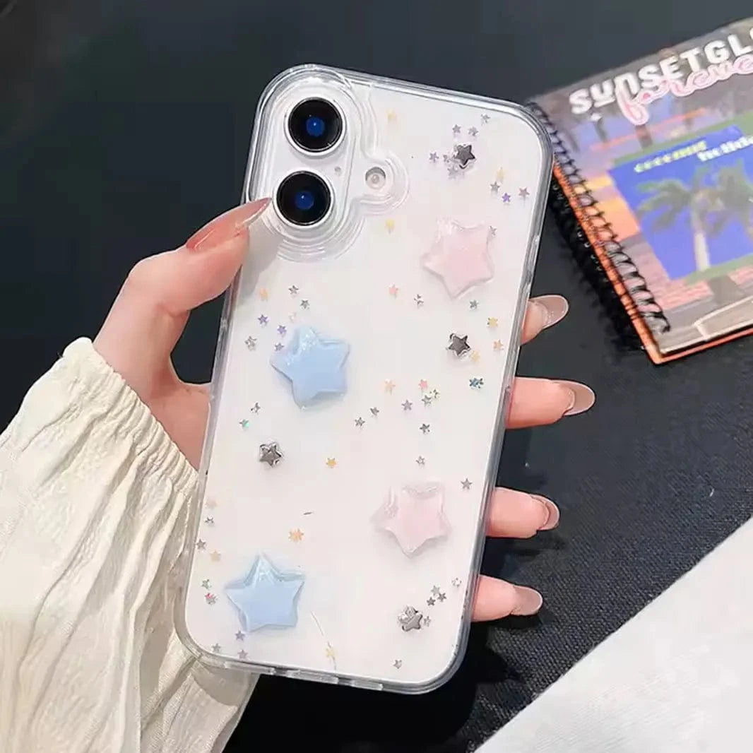 3D Cute Korean Design Transparenrt Hard Case for iPhone 15 Plus