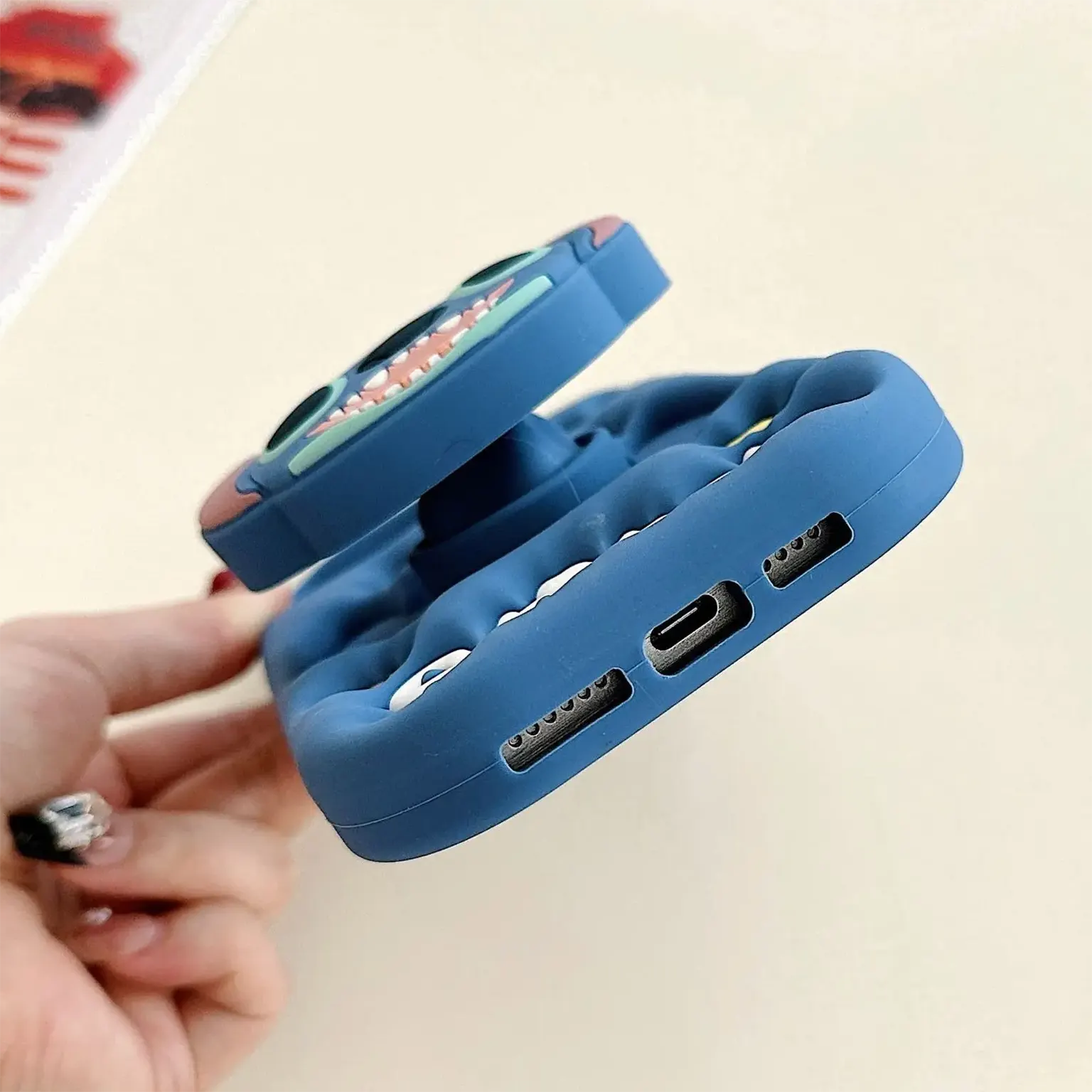 3D Cute Cartoon Character Scalable Holder Soft Silicone Case for iPhone 14